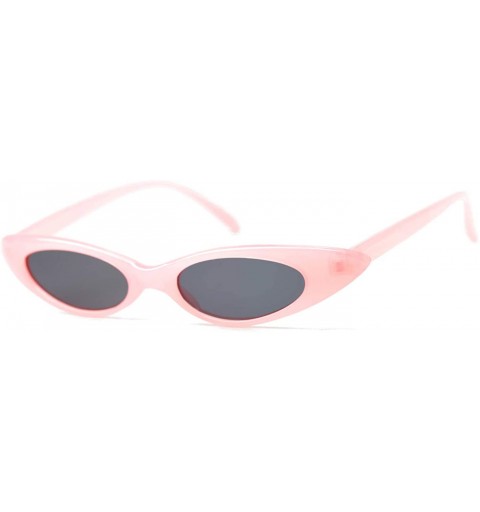 Oval Retro Slim Vintage Wide Oval Cat Eye Pointy Small Thin Clout Sunglasses - Pink - C118RDTOCAY $9.87