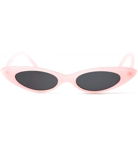 Oval Retro Slim Vintage Wide Oval Cat Eye Pointy Small Thin Clout Sunglasses - Pink - C118RDTOCAY $9.87