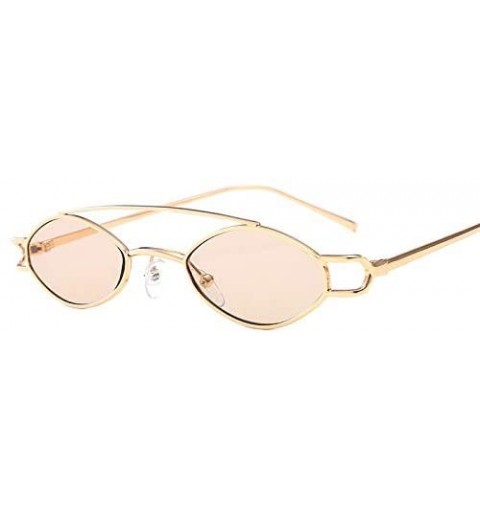 Oval Vintage Womens Mens Metal Oval Sunglasses Glasses Shades Eyewear - Golden Frame Light Tea - CV18TCCYAHY $10.02