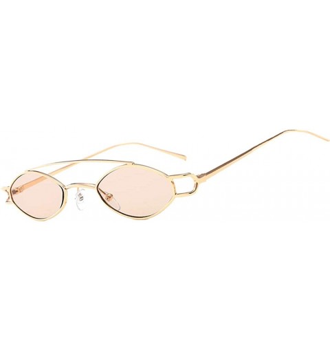 Oval Vintage Womens Mens Metal Oval Sunglasses Glasses Shades Eyewear - Golden Frame Light Tea - CV18TCCYAHY $10.02