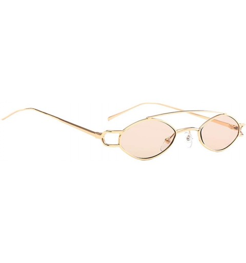 Oval Vintage Womens Mens Metal Oval Sunglasses Glasses Shades Eyewear - Golden Frame Light Tea - CV18TCCYAHY $10.02