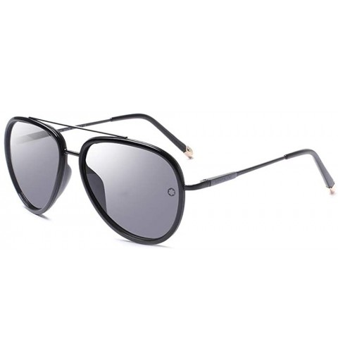 Round Sunglasses for Men Women Aviator Polarized Metal Mirror UV 400 Lens Protection - Black - C219048QU6U $10.59