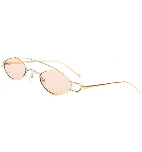 Oval Vintage Womens Mens Metal Oval Sunglasses Glasses Shades Eyewear - Golden Frame Light Tea - CV18TCCYAHY $10.02