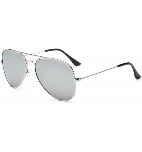Aviator Aviator Sunglasses for Mens Womens Mirrored Sun Glasses Shades with Uv400 - Silver - CX18LDWDTWK $8.52