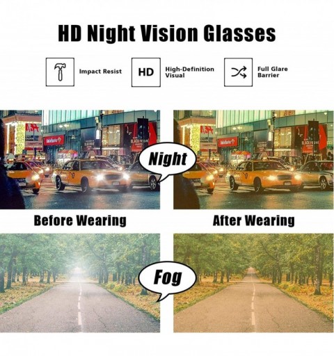 Aviator Night Driving Yellow Glasses for Men Anti Glare Nighttime/Rainy/Clondy - Silver Frame Yellow Glasses - CJ18YM737X3 $1...