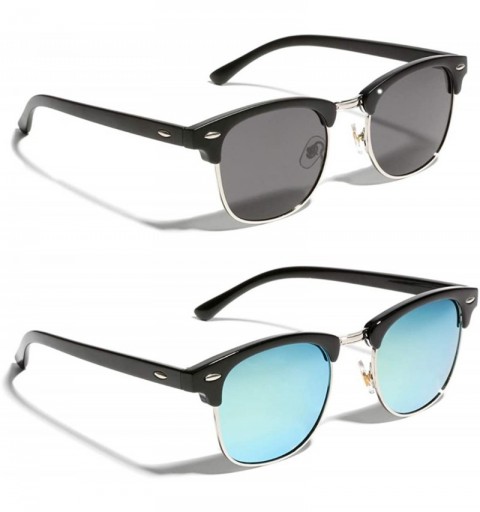 Semi-rimless Semi Rimless Sunglasses for Women Men Polarized Classic Half Frame Sun Glasses - 01-(2pack)silver+gold(mirror) -...