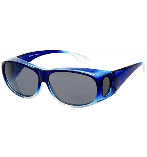 Shield The Bella Colorful Two Tone Ombre Fit Over OTG Oval Sunglasses - Cover Over Glasses - Blue - C818ZQ5NUD9 $9.76