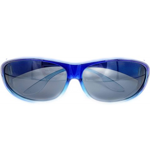 Shield The Bella Colorful Two Tone Ombre Fit Over OTG Oval Sunglasses - Cover Over Glasses - Blue - C818ZQ5NUD9 $9.76