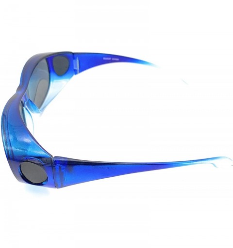 Shield The Bella Colorful Two Tone Ombre Fit Over OTG Oval Sunglasses - Cover Over Glasses - Blue - C818ZQ5NUD9 $9.76