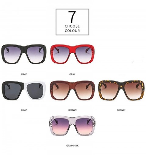 Oversized Oversize Square Colorful Transparent Brand Designer Women Two-color Frame Sun Glasses - Leopard - CY18NNT7UDO $9.92