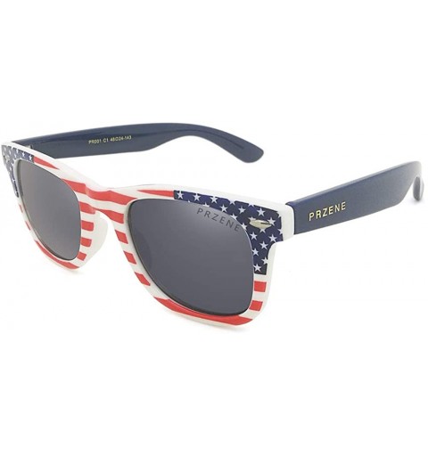 Oval vintage sunglasses for Women＆Men with American flag pattern - Red＆blue - CW18AK7M2OD $31.94