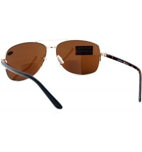 Aviator Bifocal Magnification Lens Sunglasses Mens Half Rim Aviator Tinted Reader - Gold - CV1854MDGXA $10.29