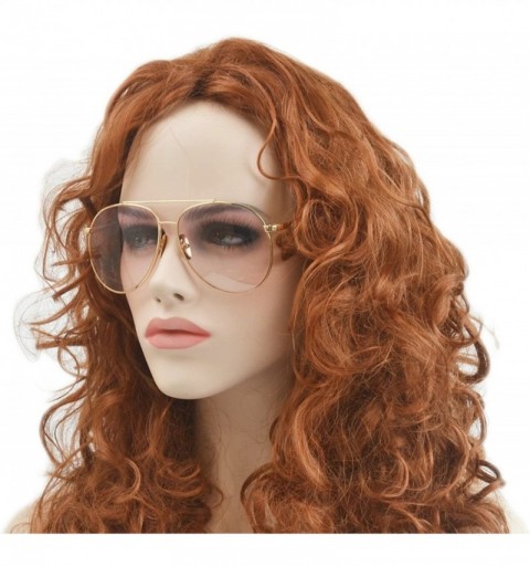 Round Double Metal Bridge Big Box Round Sunglasses Clear And Pink - Gold-pink - CS12M70SXK1 $11.69