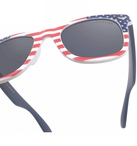 Oval vintage sunglasses for Women＆Men with American flag pattern - Red＆blue - CW18AK7M2OD $17.65