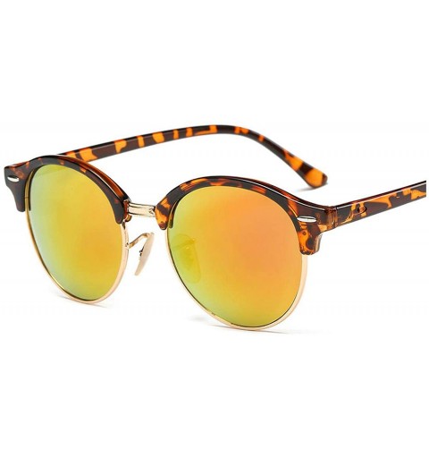 Round Hot Sunglasses Women Popular Er Retro Men Summer Style Sun Glasses - C8leopardyellow - CX198AHRKTT $12.40