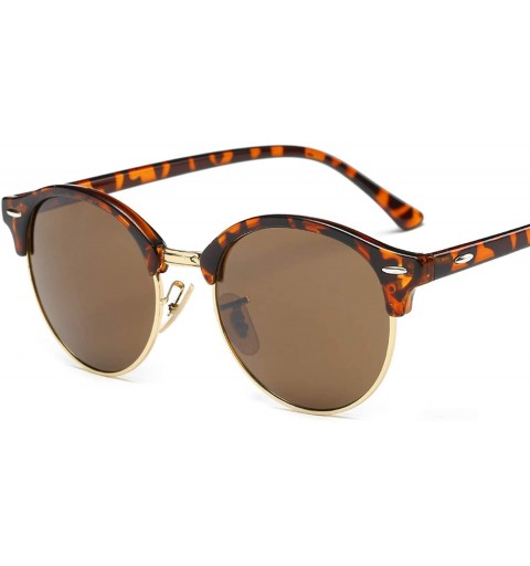 Round Hot Sunglasses Women Popular Er Retro Men Summer Style Sun Glasses - C8leopardyellow - CX198AHRKTT $12.40