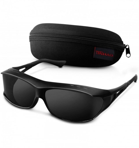 Sport Polarized Sunglasses - Wear Over Prescription Glasses for Sports Driving&Fishing - Black - CO1864GQZ04 $25.74