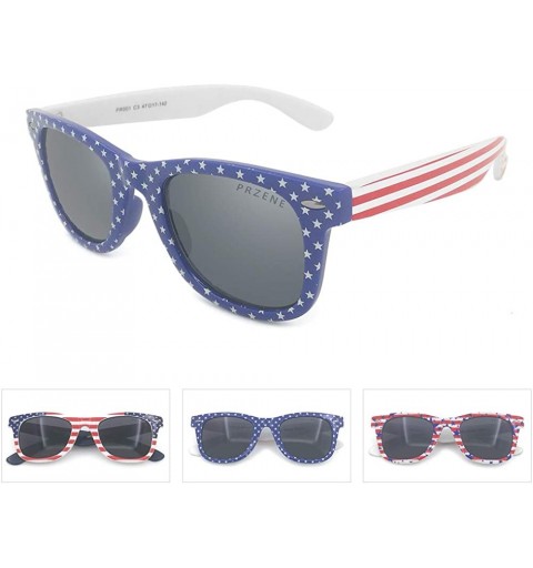 Oval vintage sunglasses for Women＆Men with American flag pattern - Red＆blue - CW18AK7M2OD $17.65