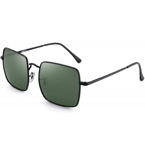 Square Oversized Square Polarized Sunglasses Metal Frame for Men and Women - Black Frame / Polarized Green Lens - C91902WQHXH...