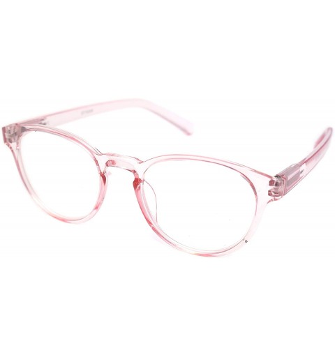 Round shoolboy fullRim Lightweight Reading spring hinge Glasses - Z2 Transparent Pink - C318ARUGCUL $39.34
