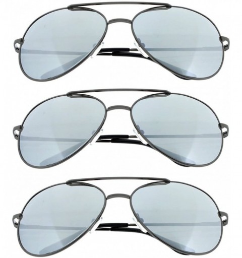 Aviator 3 Pack Aviator Sunglasses Classic Metal w/Spring Hinges - 3 Pack Black - CU11DKQEQAR $10.95