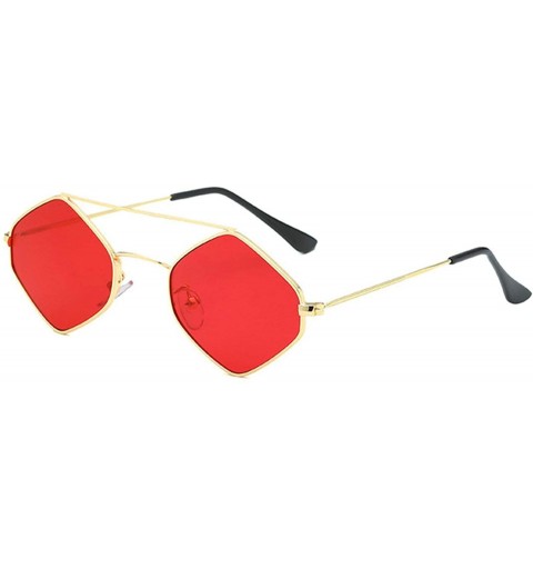 Oversized Vintage style Rhombus Sunglasses for Unisex Metal PC UV 400 Protection Sunglasses - Gold Red - CX18SAR07AL $26.91