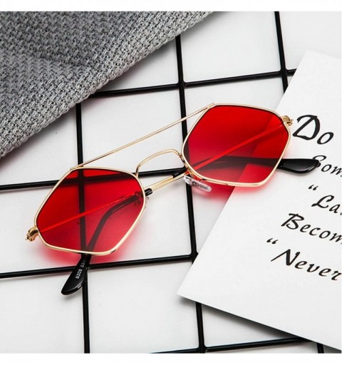 Oversized Vintage style Rhombus Sunglasses for Unisex Metal PC UV 400 Protection Sunglasses - Gold Red - CX18SAR07AL $17.32