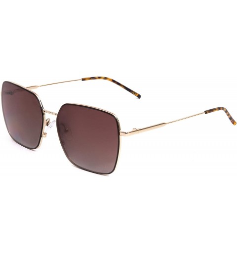 Square Polarized Sunglasses Navigator Rectangular - Gold Frame (Glossy Finish) / Polarized Brown Gradient Lens - CW194EN793Q ...