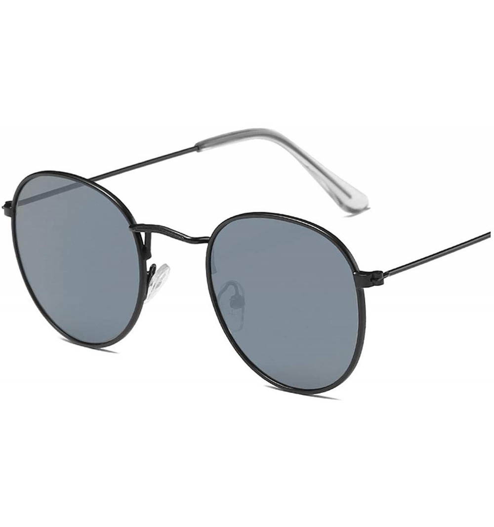 Oval Classic Metal Women Sunglasses Summer UV Protection Black Frame Fashion Adult Eyeglasses - 1black-black - CP199CI4UYS $2...