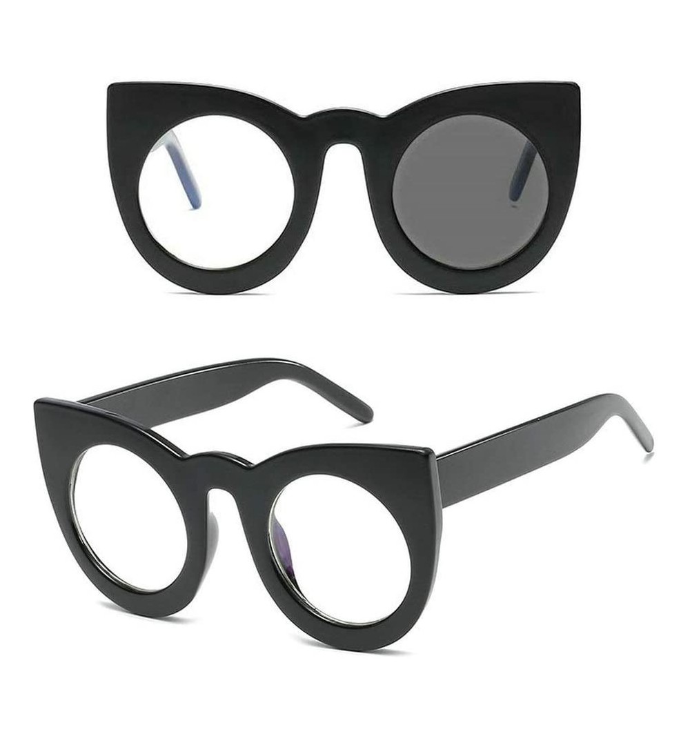 Round Photochromic Sunglasses Eyeglasses Transition Nearsighted - Black - CI19249TICU $20.15