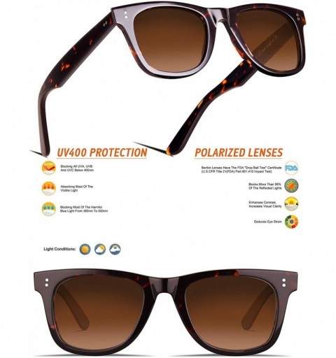 Oversized Polarized Retro Square Style Full Frame Thick Rimmed Sunglasses For Men Women UV400 Protection - CK194LN3HOX $27.81