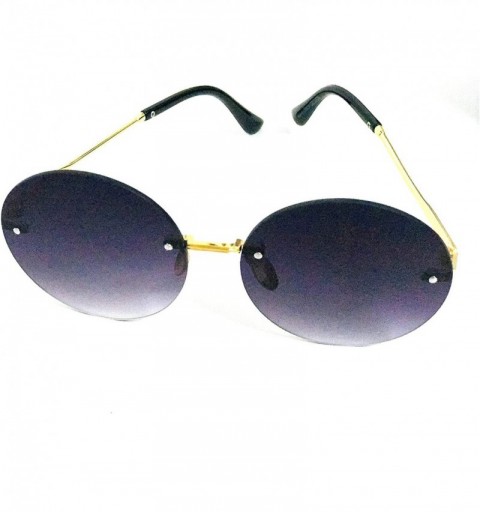 Rimless New Stylish Round UV Protected Unisex Sport Sunglasses - Black - CO18XTNIWY8 $11.62