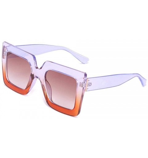 Oversized 2019 Italy Luxury Brand Oversized Square Sunglasses Women Men Random Color - Coffee - C818YZSKRDL $8.26