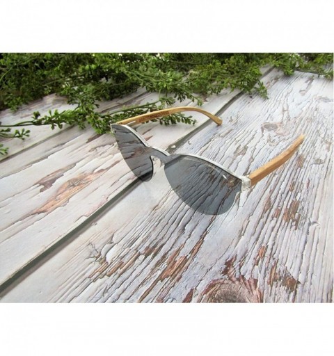 Aviator Wood Sunglasses for Men and Women - Retro One-Piece Wooden Polarized Sunglasses - Gray - CA18WRNZ7L6 $21.27