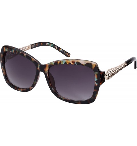 Square Women's Chic Square Frame Sunglasses w/Gradient Lens 32116-AP - Clear Brown-blue Demi-gold - CZ12FTDNDDF $12.66