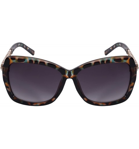 Square Women's Chic Square Frame Sunglasses w/Gradient Lens 32116-AP - Clear Brown-blue Demi-gold - CZ12FTDNDDF $12.66