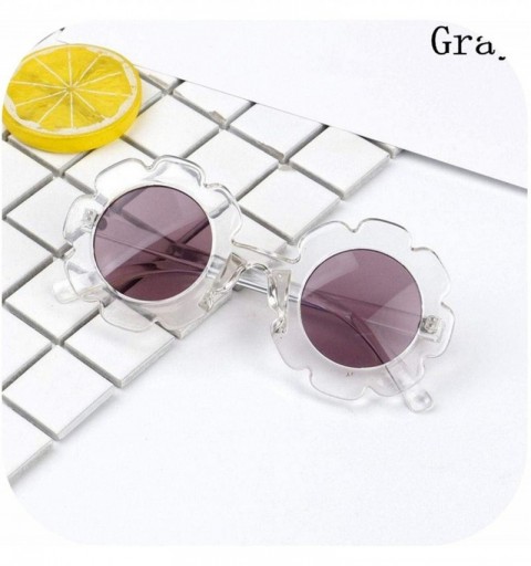 Round Vintage Kids Sunglasses Child Sun Glasses Round Flower Gafas Children UV400 Sport Girls Boys Oculos De Sol - Gray - CF1...