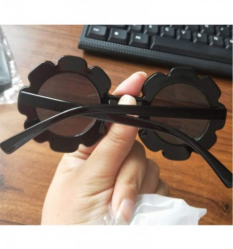 Round Vintage Kids Sunglasses Child Sun Glasses Round Flower Gafas Children UV400 Sport Girls Boys Oculos De Sol - Gray - CF1...