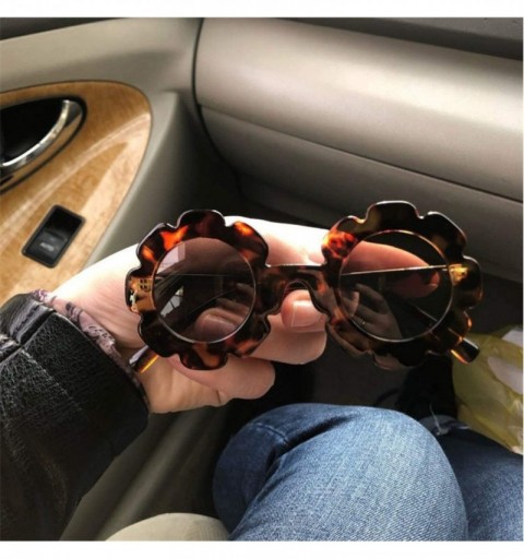 Round Vintage Kids Sunglasses Child Sun Glasses Round Flower Gafas Children UV400 Sport Girls Boys Oculos De Sol - Gray - CF1...