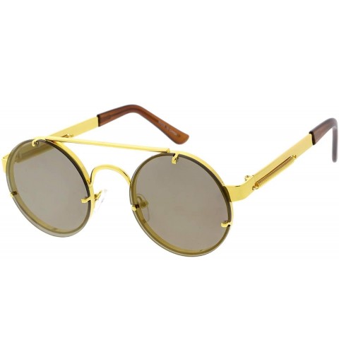 Round Flat Top SteamPunk Fashion Round Frame Sunglasses - Black - CI18UTAKMUU $11.63