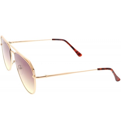 Aviator Modern Open Metal Double Crossbar Gradient Flat Lens Aviator Sunglasses 55mm - Gold / Purple Yellow - CD184WZKLLC $10.13