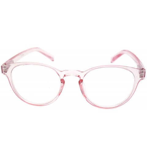 Round shoolboy fullRim Lightweight Reading spring hinge Glasses - Z2 Transparent Pink - C318ARUGCUL $39.34