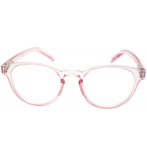 Round shoolboy fullRim Lightweight Reading spring hinge Glasses - Z2 Transparent Pink - C318ARUGCUL $16.80