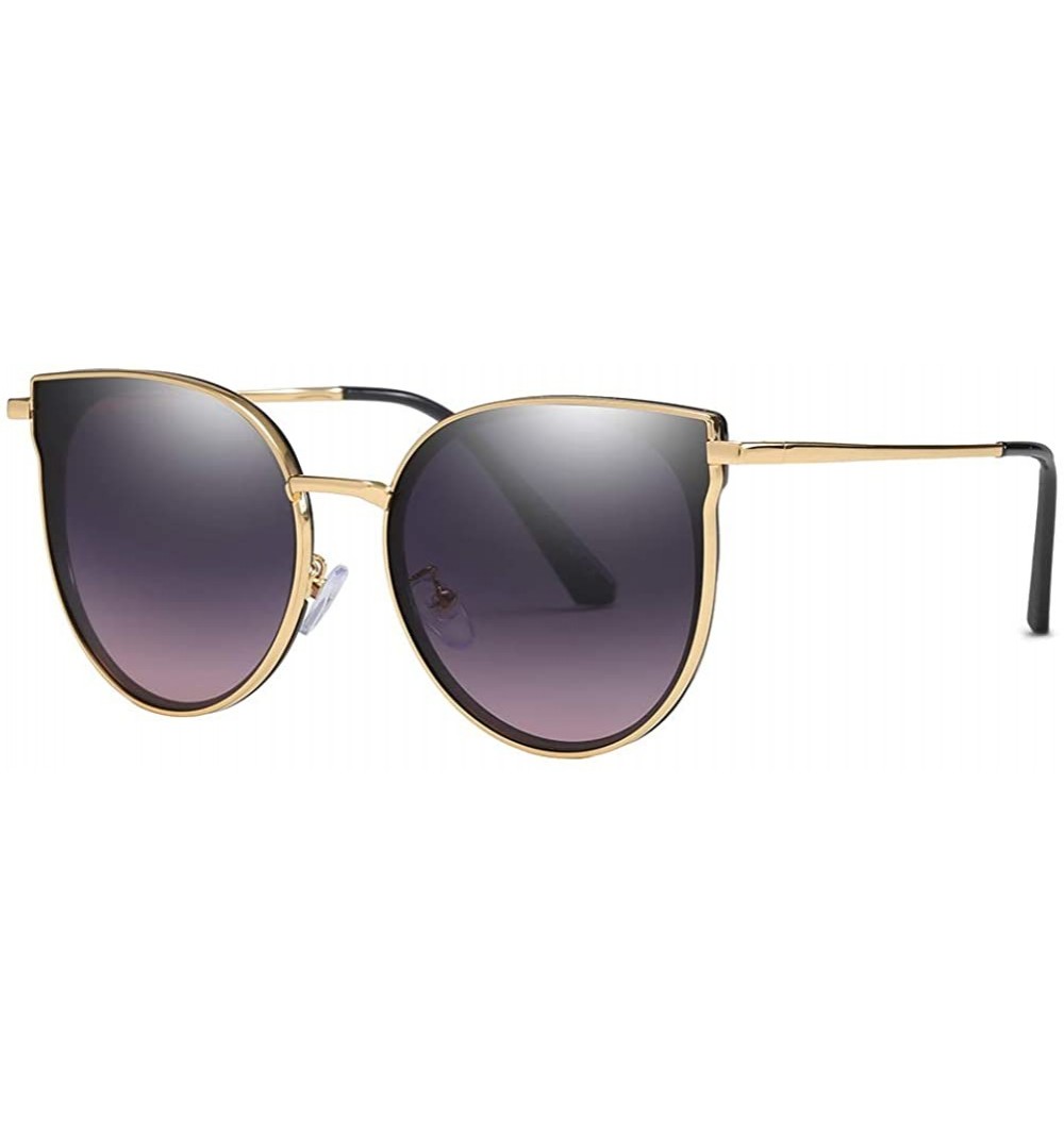 Oval Unisex Sunglasses Retro Black Grey Drive Holiday Oval Polarized UV400 - Grey Pink - CN18R6XMLWD $12.28