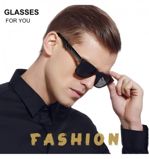 Rectangular Polarized Sunglasses for Men Al-Mg TR90 Mens Sunglasses Retro Driving Shades - C2 Grey Lens/Black Silver Frame - ...