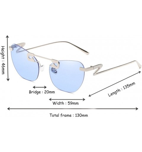 Semi-rimless Male Female Fashion Metal Sunglasses Retro Frameless Z-shaped leg - Blue - CS18GHHD63N $11.91