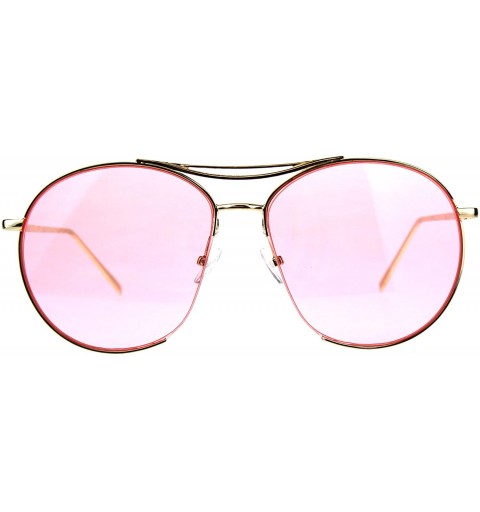 Round Exposed Lens Luxury Metal Rim Oceanic Round Designer Pilots Sunglasses - Pink - CI18C99M275 $15.13