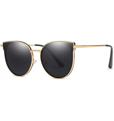 Oval Unisex Sunglasses Retro Black Grey Drive Holiday Oval Polarized UV400 - Black Grey - CE18R5SOQNI $27.18