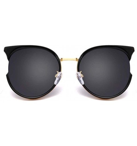 Oval Unisex Sunglasses Retro Black Grey Drive Holiday Oval Polarized UV400 - Black Grey - CE18R5SOQNI $13.43