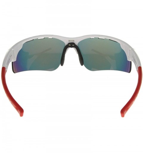 Sport Titus - Semi-Rimless Frame Ventilated Iridescent Mirror Lens Sports Wrap Sunglasses 78mm - CO12J312PP1 $32.60